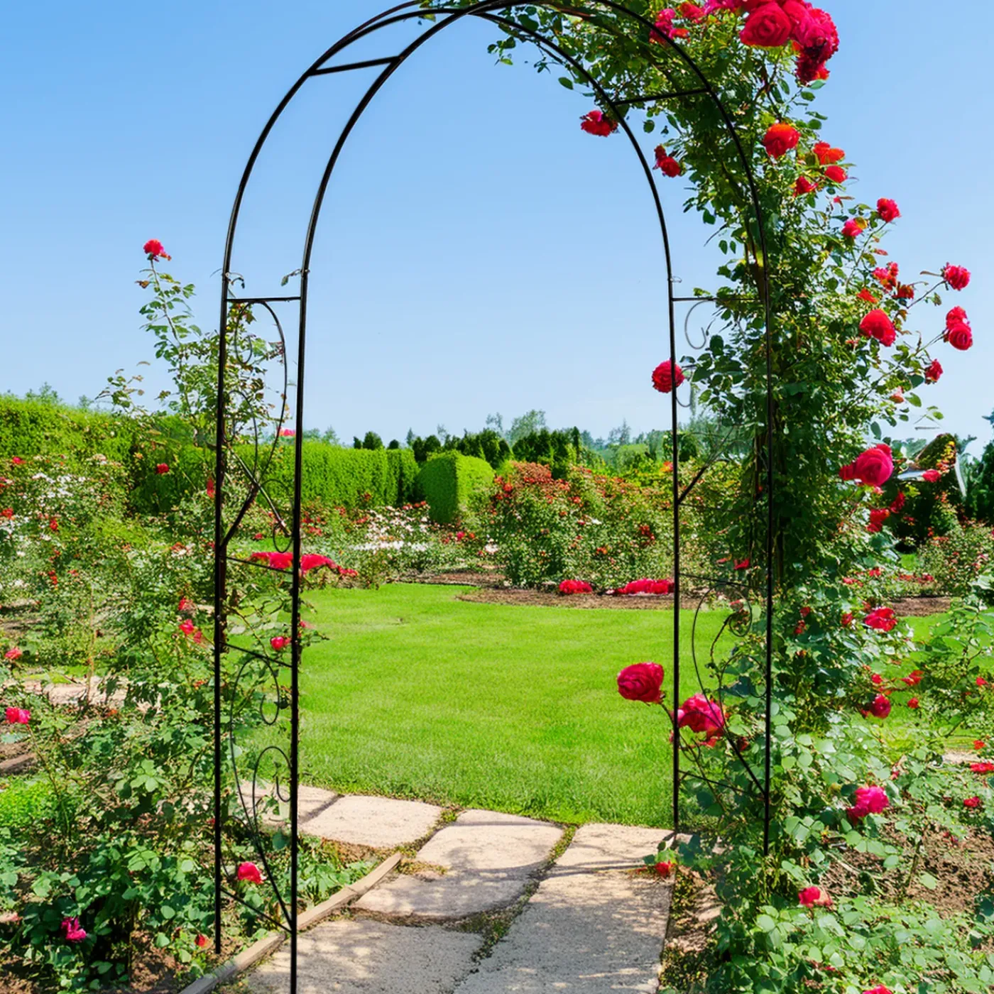 Esschert Design Rozenboog Krul - Zwart - Metaal - 134 X 220 Cm - Klimrozen/planten