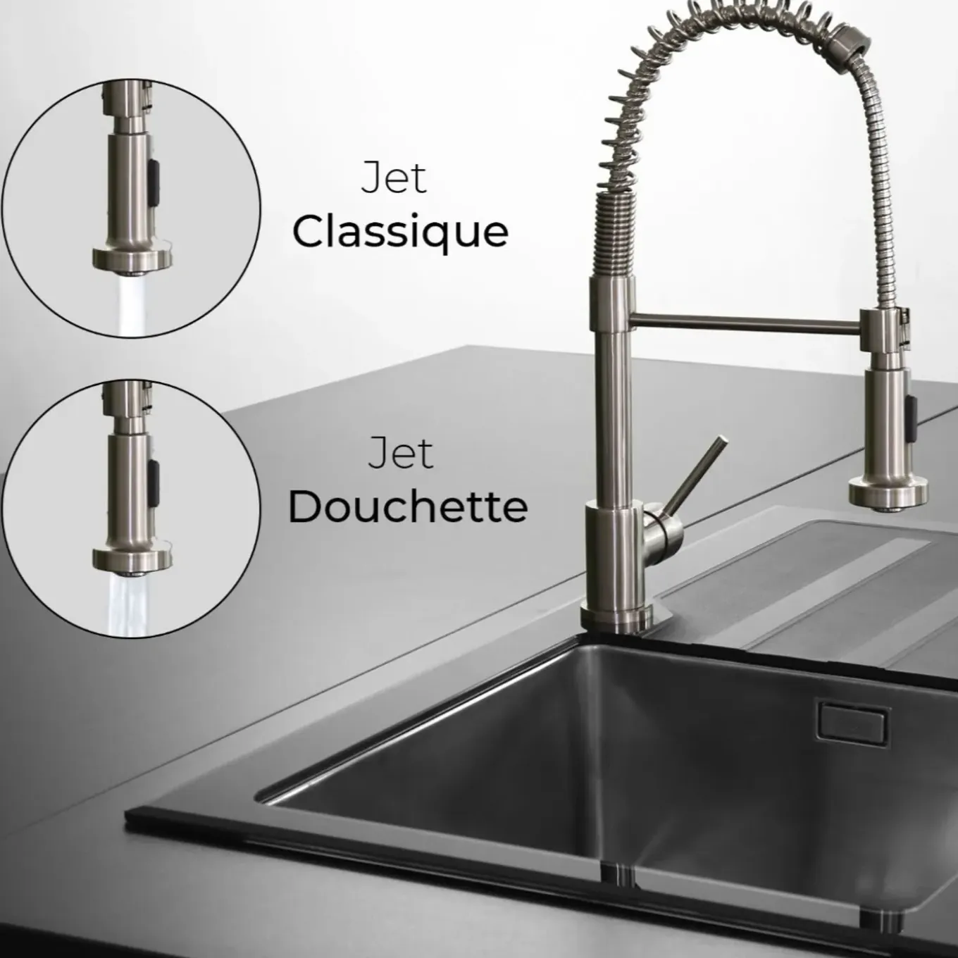 Essebagno Plimo Roestvrijstalen Monoknop Wastafelmengkraan Met Handdouche