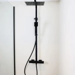 EsseBagno Regendouche Quartos - Met Thermostatische Kraan - Zwart - Mat - Vierkant - Met Handdouche - 15cm hartafstand - 1-straals