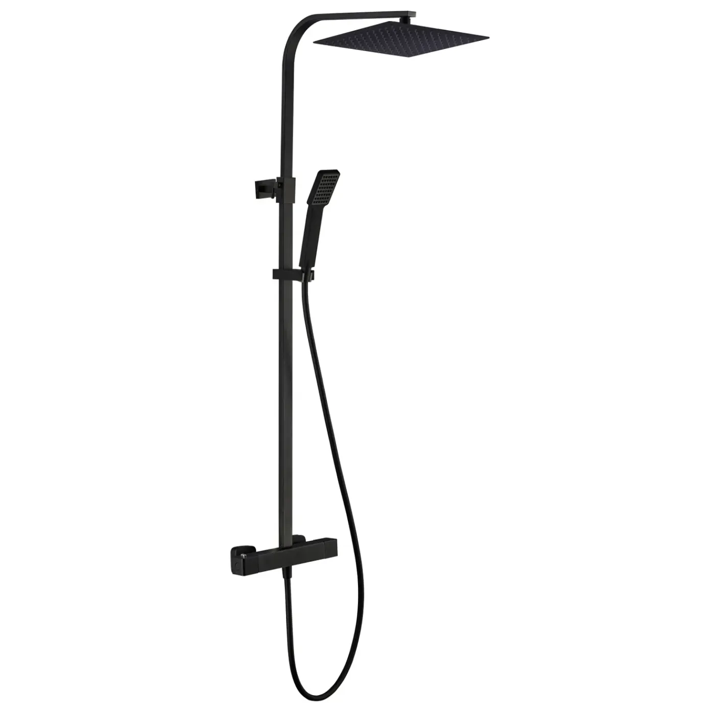 EsseBagno Regendouche Quartos - Met Thermostatische Kraan - Zwart - Mat - Vierkant - Met Handdouche - 15cm hartafstand - 1-straals