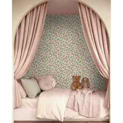 ESTAhome Behang Aardbeien Blauw, Groen En Rood - 50 X 900 Cm - 132173