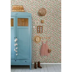 ESTAhome Behang Aardbeien Blauw, Groen En Rood - 50 X 900 Cm - 132173