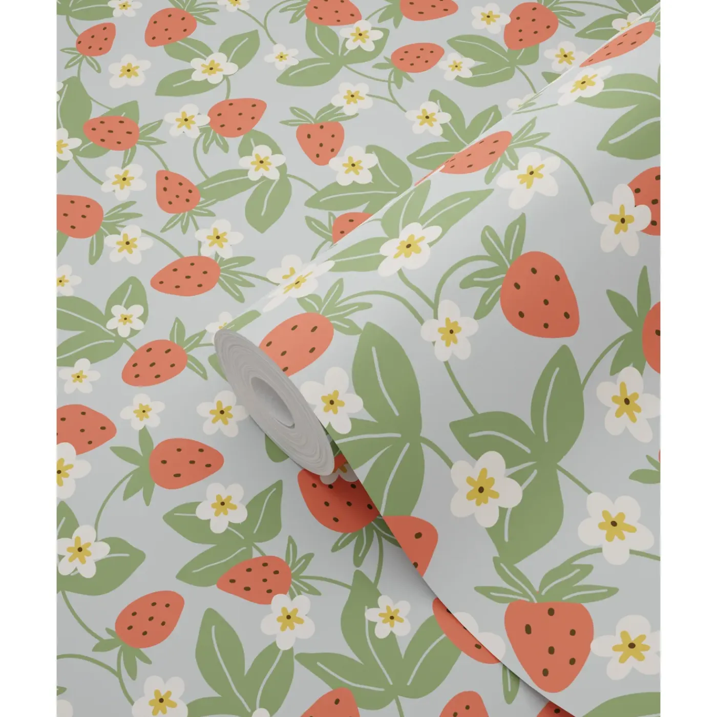 ESTAhome Behang Aardbeien Blauw, Groen En Rood - 50 X 900 Cm - 132173