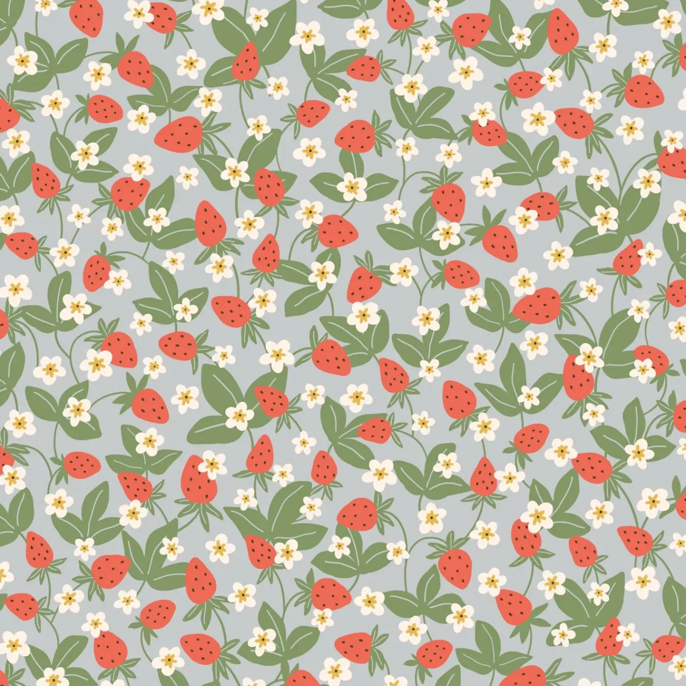 ESTAhome Behang Aardbeien Blauw, Groen En Rood - 50 X 900 Cm - 132173
