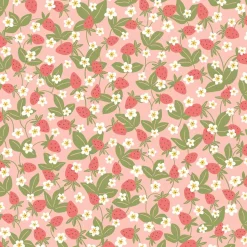 Estahome Behang Aardbeien Groen En Roze - 50 X 900 Cm - 132172