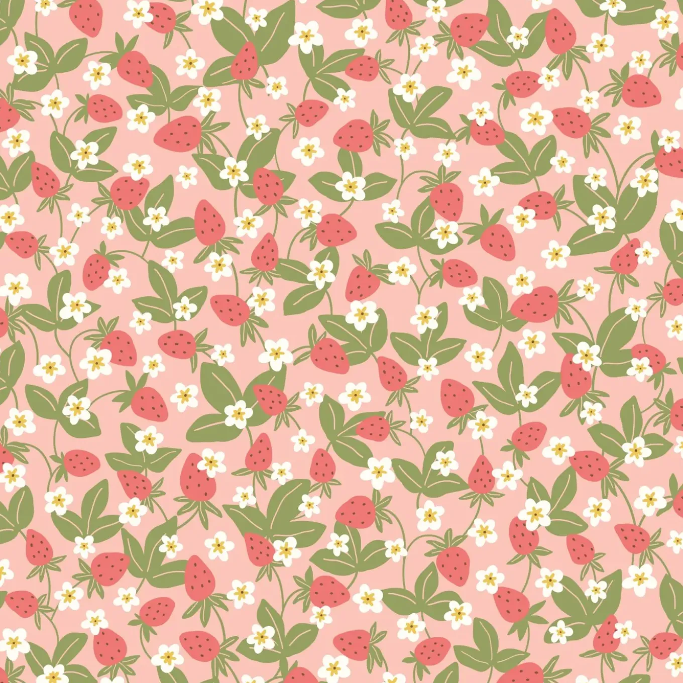 Estahome Behang Aardbeien Groen En Roze - 50 X 900 Cm - 132172