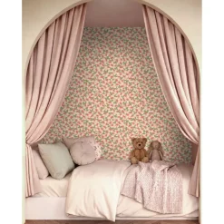 Estahome Behang Aardbeien Groen En Roze - 50 X 900 Cm - 132172