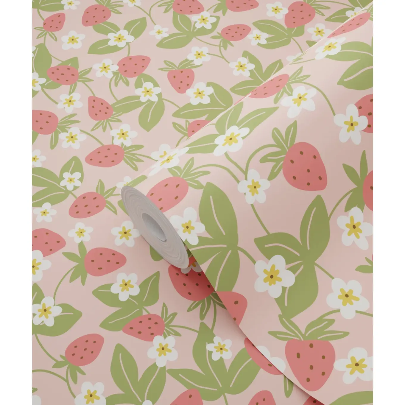 Estahome Behang Aardbeien Groen En Roze - 50 X 900 Cm - 132172