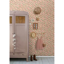 Estahome Behang Aardbeien Groen En Roze - 50 X 900 Cm - 132172