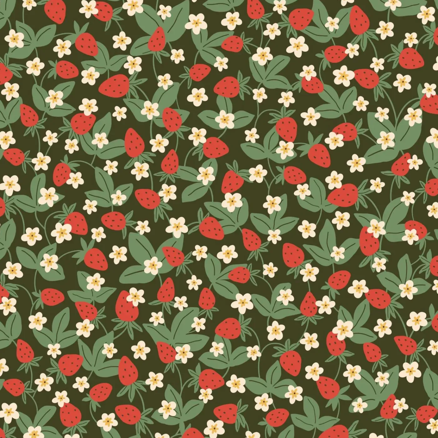 ESTAhome Behang Aardbeien Groen En Rood - 50 X 900 Cm - 132168