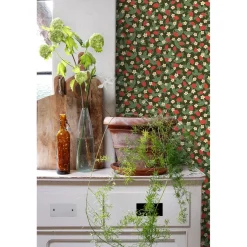 ESTAhome Behang Aardbeien Groen En Rood - 50 X 900 Cm - 132168