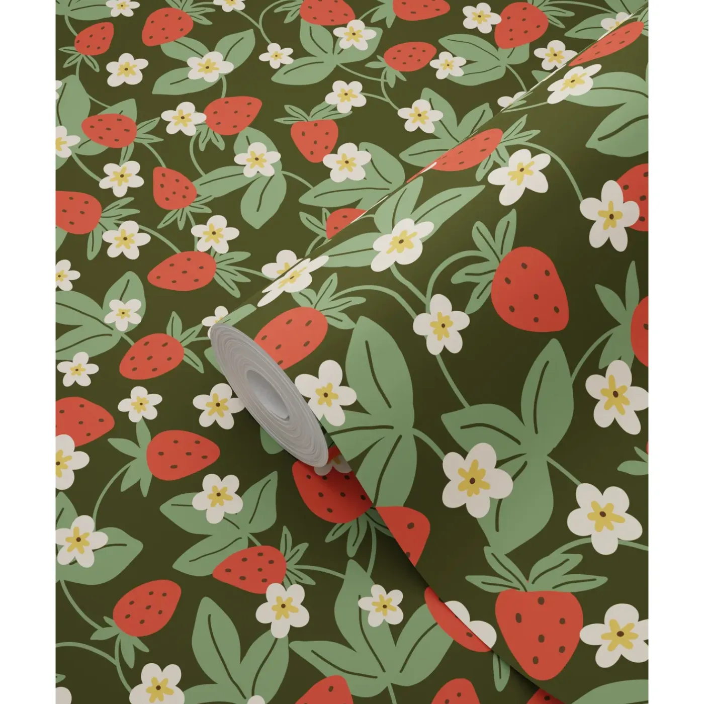 ESTAhome Behang Aardbeien Groen En Rood - 50 X 900 Cm - 132168