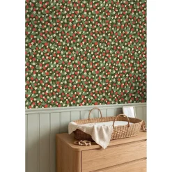 ESTAhome Behang Aardbeien Groen En Rood - 50 X 900 Cm - 132168