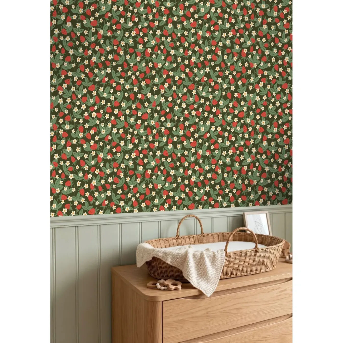 ESTAhome Behang Aardbeien Groen En Rood - 50 X 900 Cm - 132168