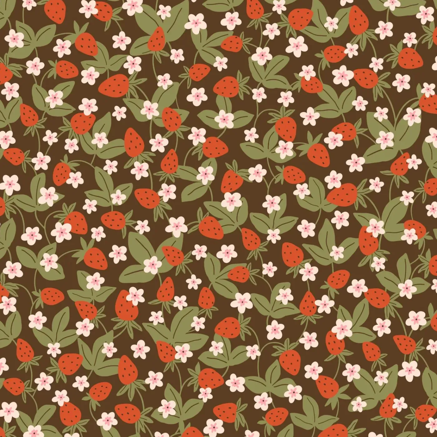 ESTAhome Behang Aardbeien Vergrijsd Olijfgroen En Rood - 50 X 900 Cm - 132169