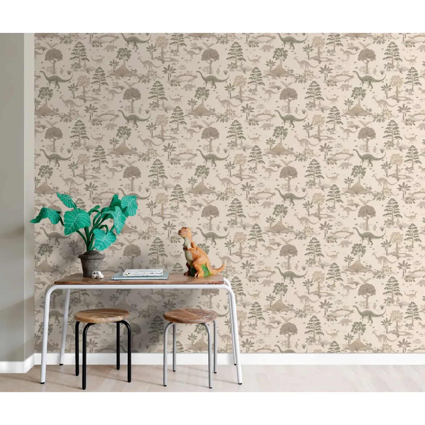 Estahome Behang Dinosaurussen Lichtbeige - 50 X 900 Cm - 132175