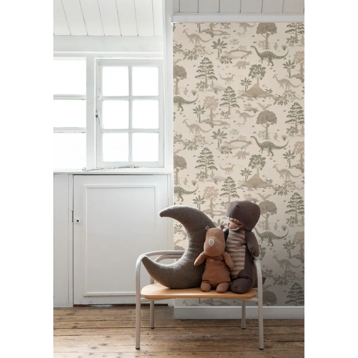 Estahome Behang Dinosaurussen Lichtbeige - 50 X 900 Cm - 132175
