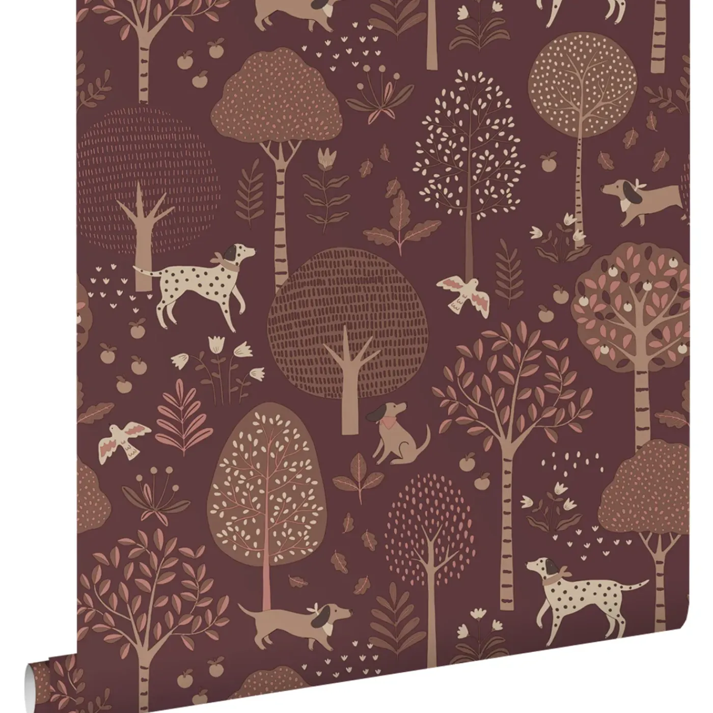 ESTAhome Behang Honden Donker Paars En Bruin - 50 X 900 Cm - 132224