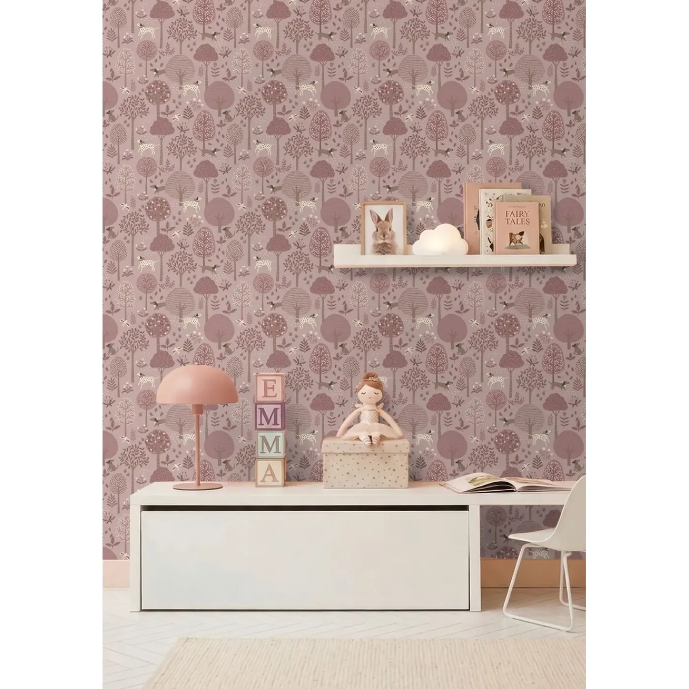ESTAhome Behang Honden Lichtpaars En Bruin - 50 X 900 Cm - 132226