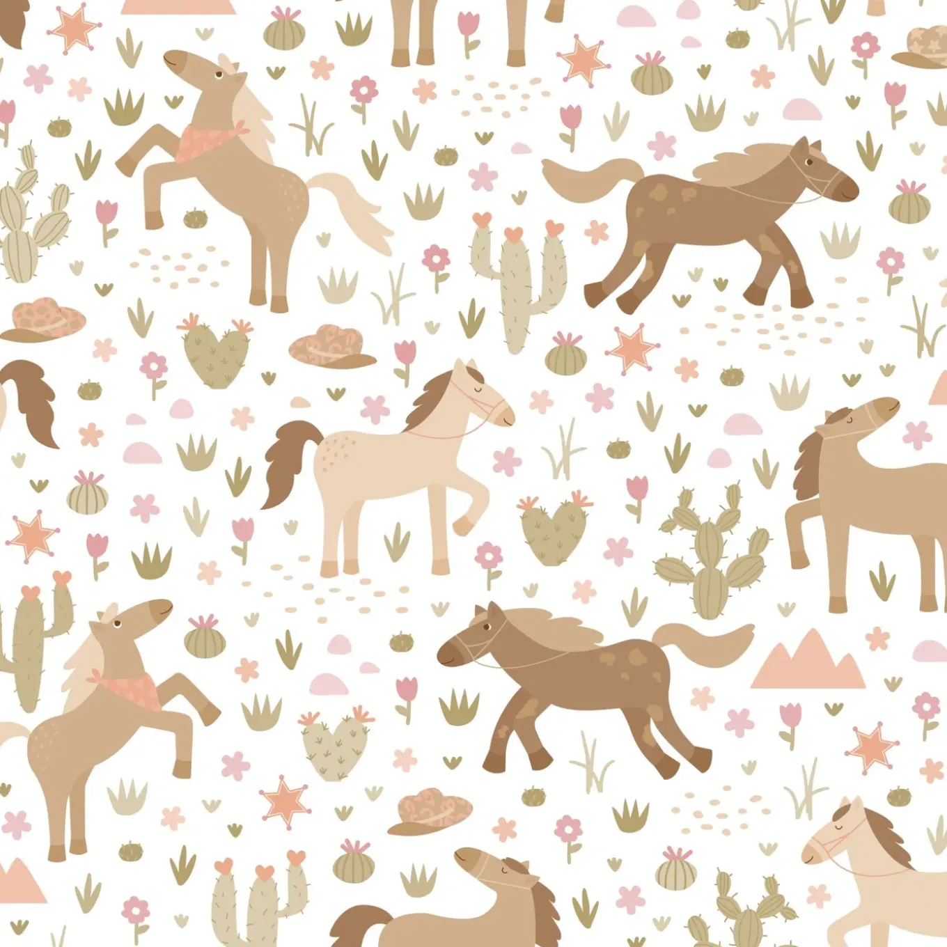 Estahome Behang Paarden Bruin, Groen En Roze - 50 X 900 Cm - 132193