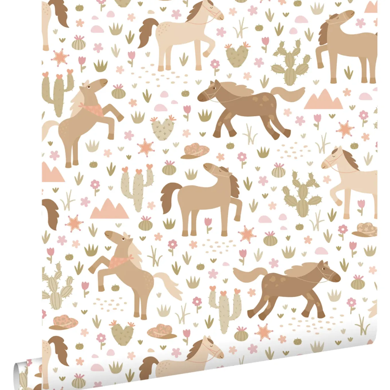 Estahome Behang Paarden Bruin, Groen En Roze - 50 X 900 Cm - 132193