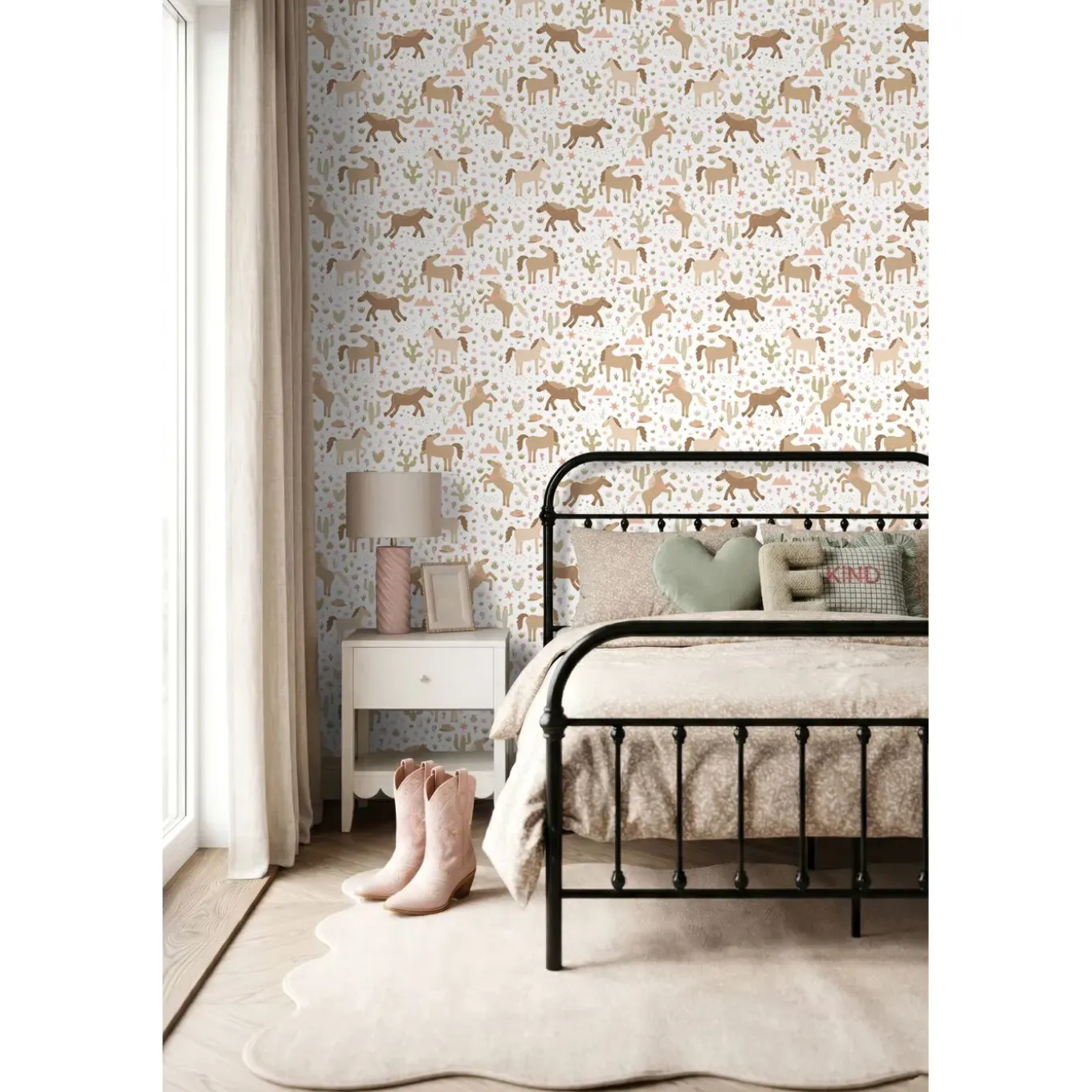 Estahome Behang Paarden Bruin, Groen En Roze - 50 X 900 Cm - 132193