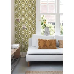 ESTAhome Behang Retro Ornamenten Vergrijsd Groen - 53 Cm X 10.05 M - 130987