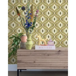ESTAhome Behang Retro Ornamenten Vergrijsd Groen - 53 Cm X 10.05 M - 130987