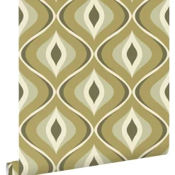 ESTAhome Behang Retro Ornamenten Vergrijsd Groen - 53 Cm X 10.05 M - 130987