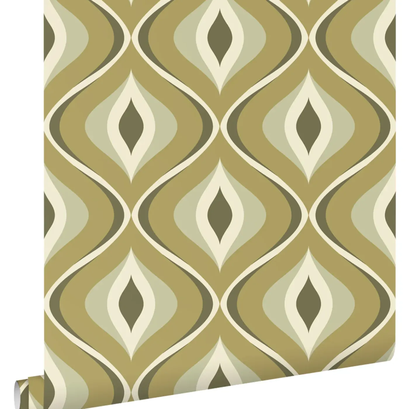 ESTAhome Behang Retro Ornamenten Vergrijsd Groen - 53 Cm X 10.05 M - 130987