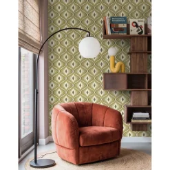 ESTAhome Behang Retro Ornamenten Vergrijsd Groen - 53 Cm X 10.05 M - 130987