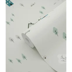 ESTAhome Behang Schattige Huisjes Groen En Blauw - 50 X 900 Cm - 132309