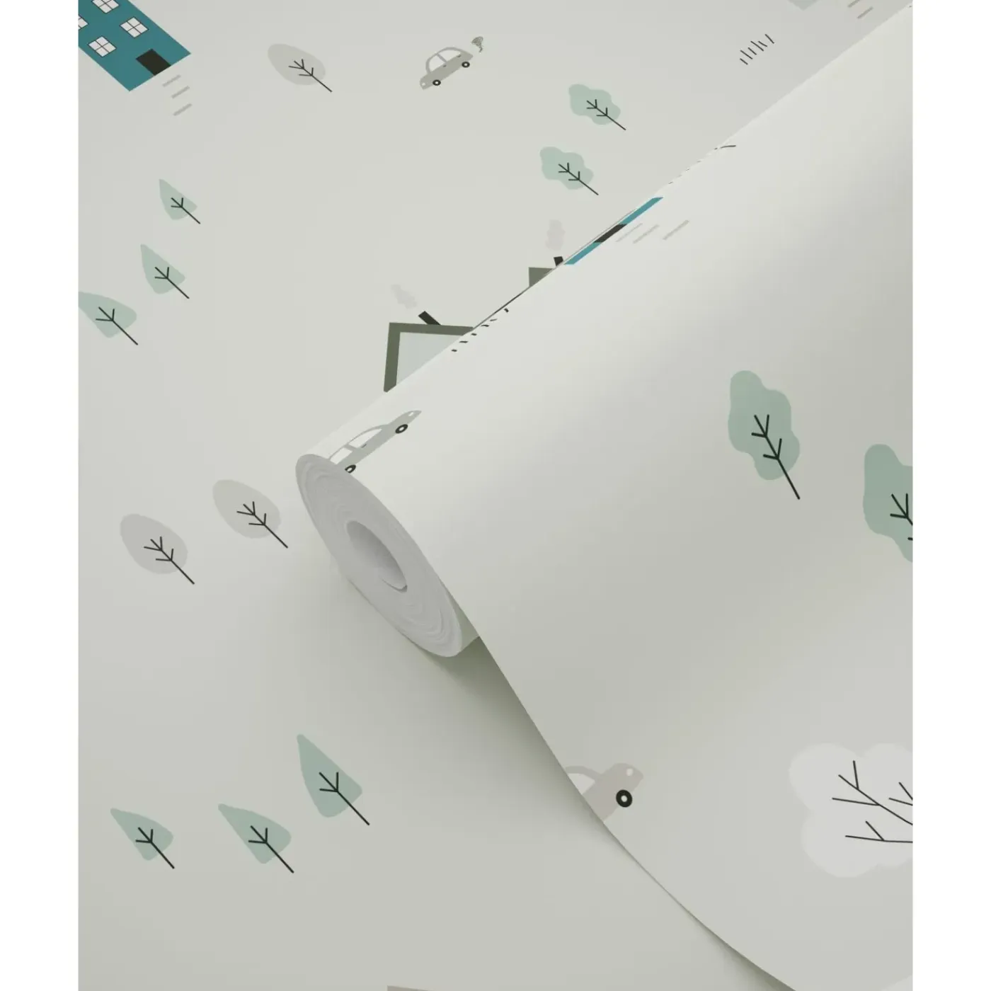 ESTAhome Behang Schattige Huisjes Groen En Blauw - 50 X 900 Cm - 132309