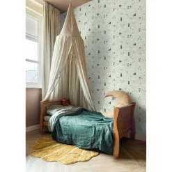 ESTAhome Behang Schattige Huisjes Groen En Blauw - 50 X 900 Cm - 132309