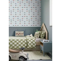 Estahome Behang Vintage Auto's Blauw En Rood - 50 X 900 Cm - 132296
