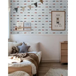 Estahome Behang Vintage Auto's Blauw En Rood - 50 X 900 Cm - 132296