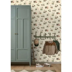 ESTAhome Behang Voertuigen Beige, Terracotta En Blauw - 50 X 900 Cm - 132244