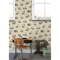 ESTAhome Behang Voertuigen Beige, Terracotta En Blauw - 50 X 900 Cm - 132244