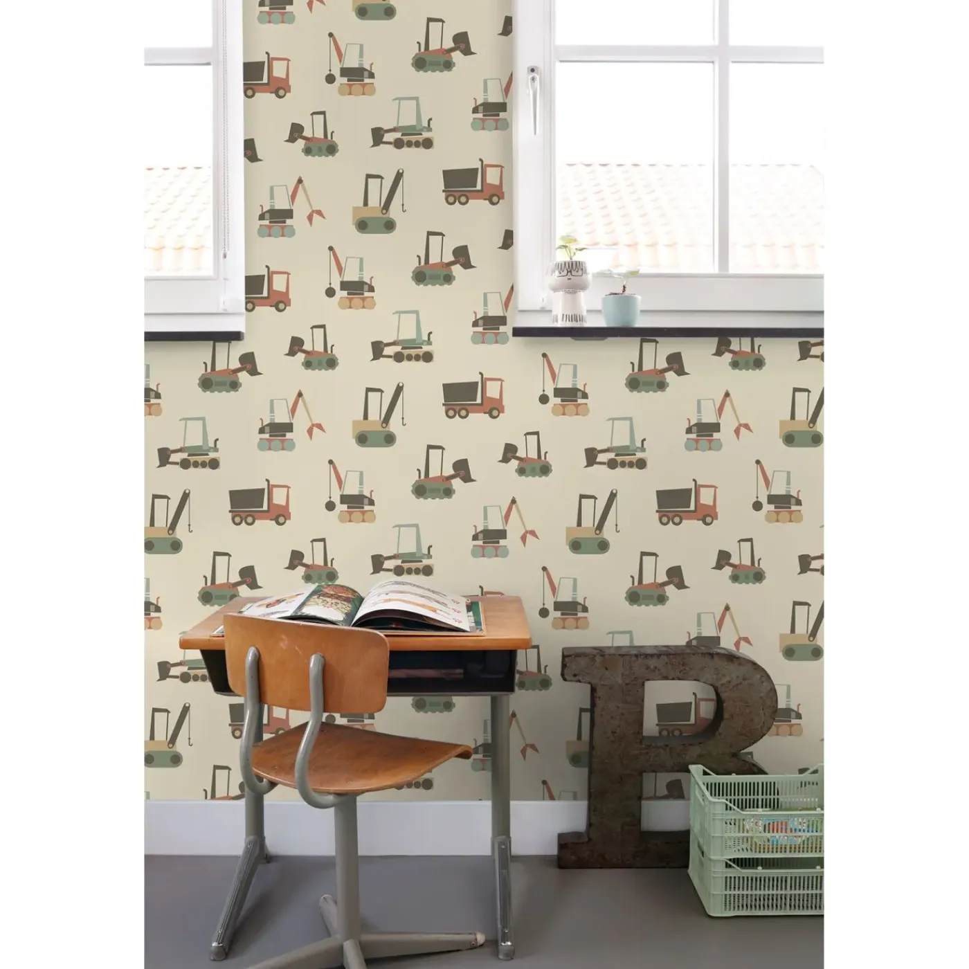 ESTAhome Behang Voertuigen Beige, Terracotta En Blauw - 50 X 900 Cm - 132244