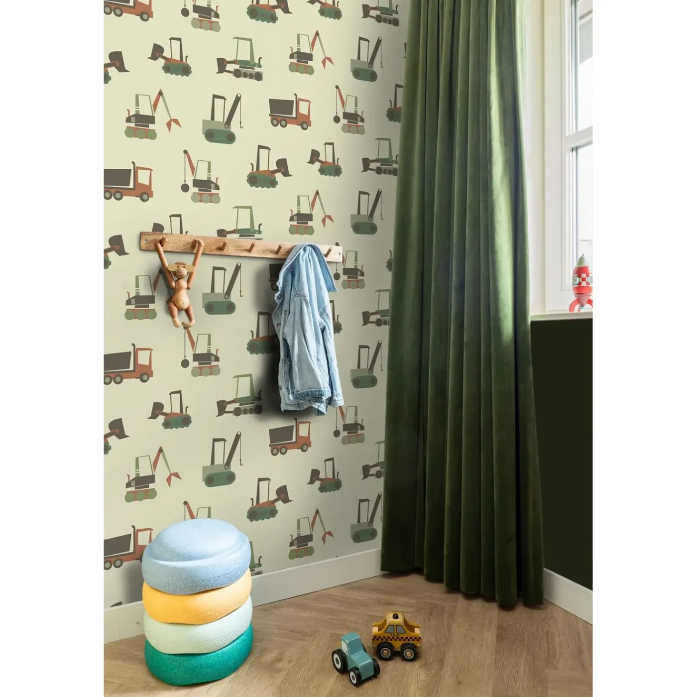 ESTAhome Behang Voertuigen Groen En Bruin - 50 X 900 Cm - 132243