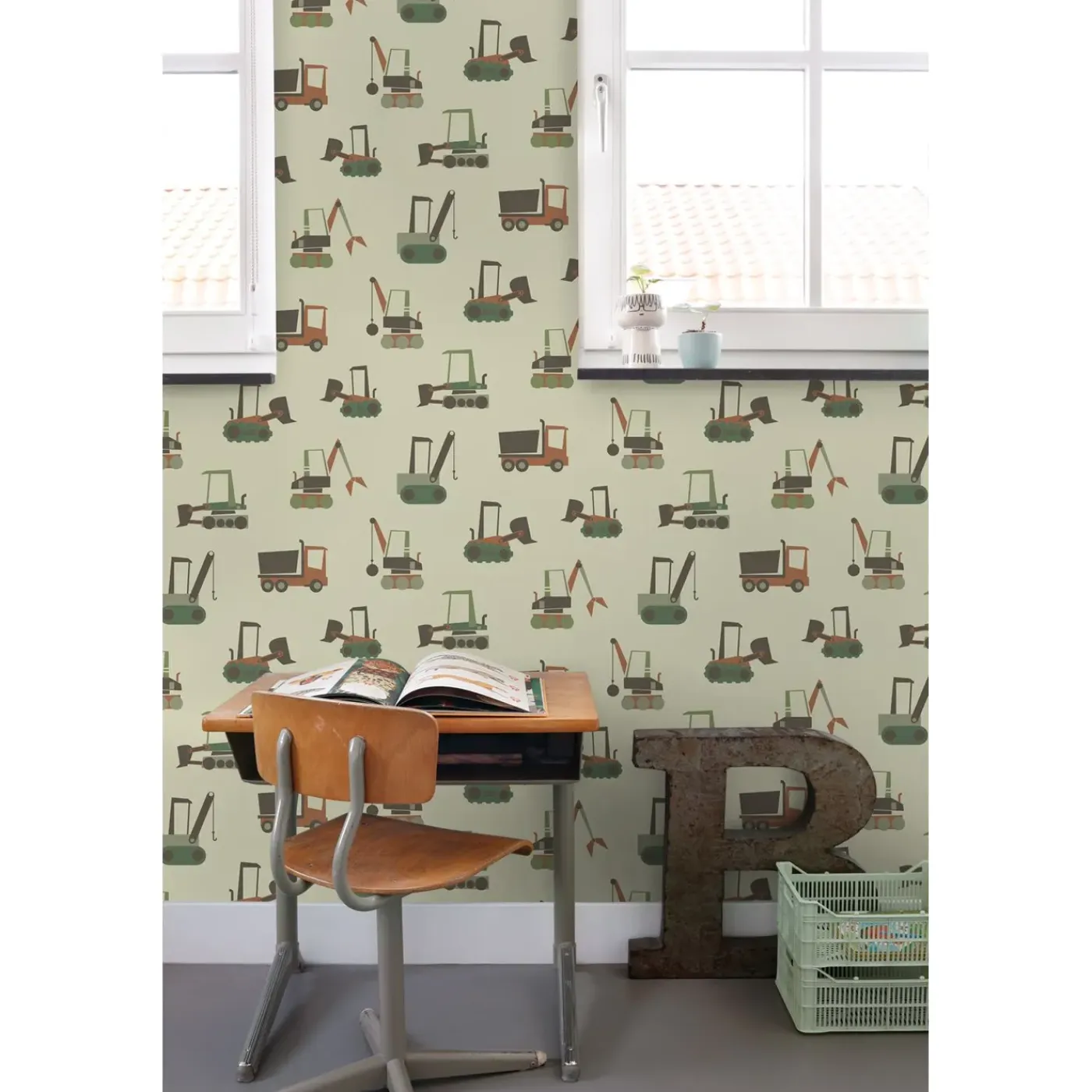 ESTAhome Behang Voertuigen Groen En Bruin - 50 X 900 Cm - 132243