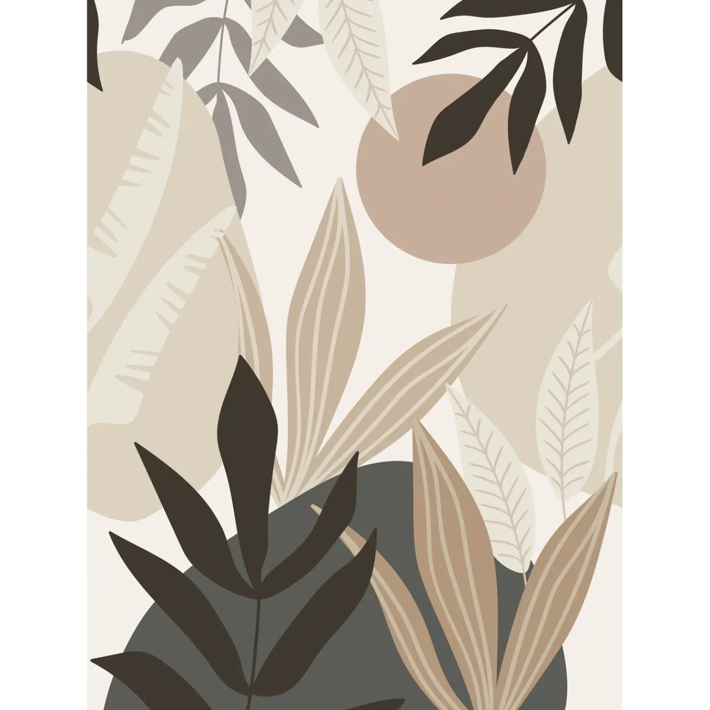 ESTAhome Fotobehang Tropische Bladeren Beige En Grijs - 200 X 279 Cm - 159251