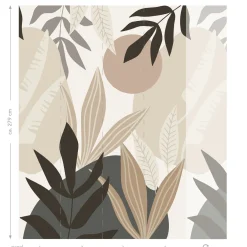 ESTAhome Fotobehang Tropische Bladeren Beige En Grijs - 200 X 279 Cm - 159251