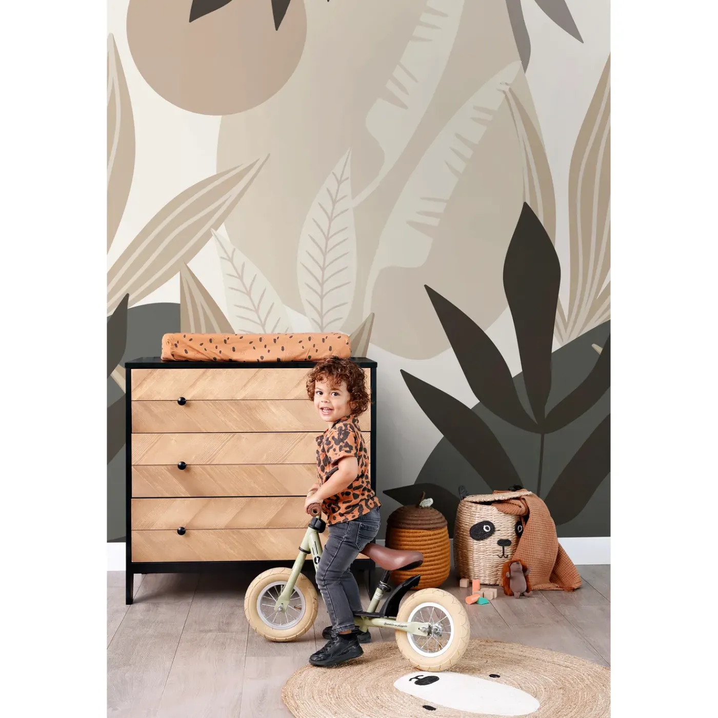 ESTAhome Fotobehang Tropische Bladeren Beige En Grijs - 200 X 279 Cm - 159251