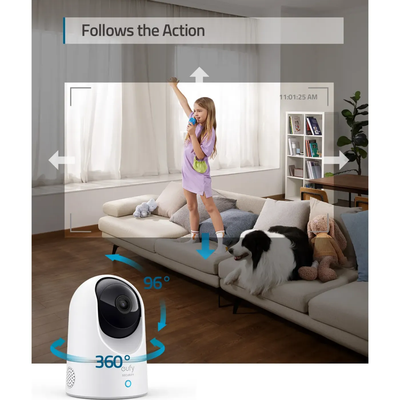 Eufy Indoor Cam 2K Pan & Tilt Beveiligingscamera voor Binnen - Bedraad - 2K