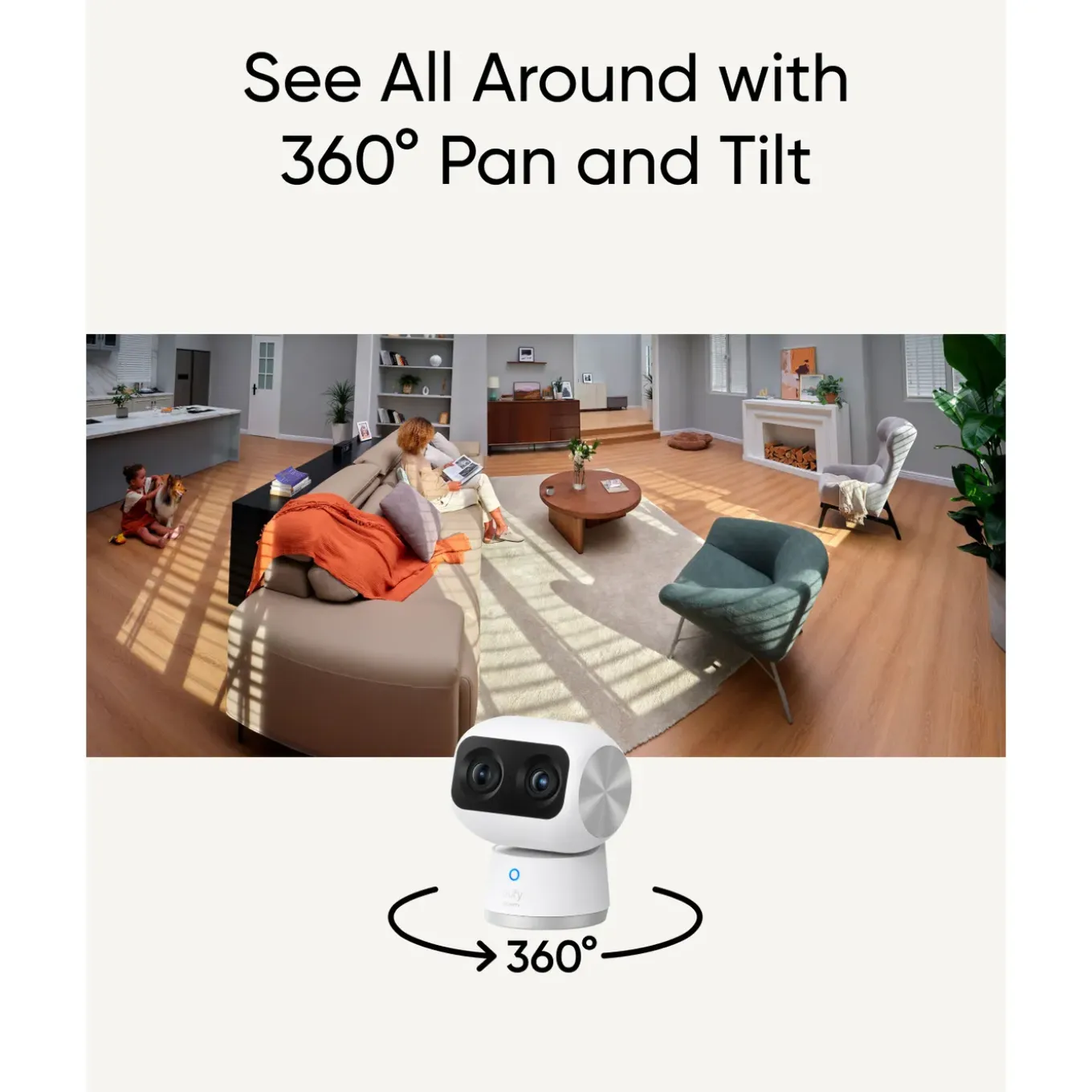 Eufy slimme beveiligingscamera voor binnen S350 4K 360° zicht wit
