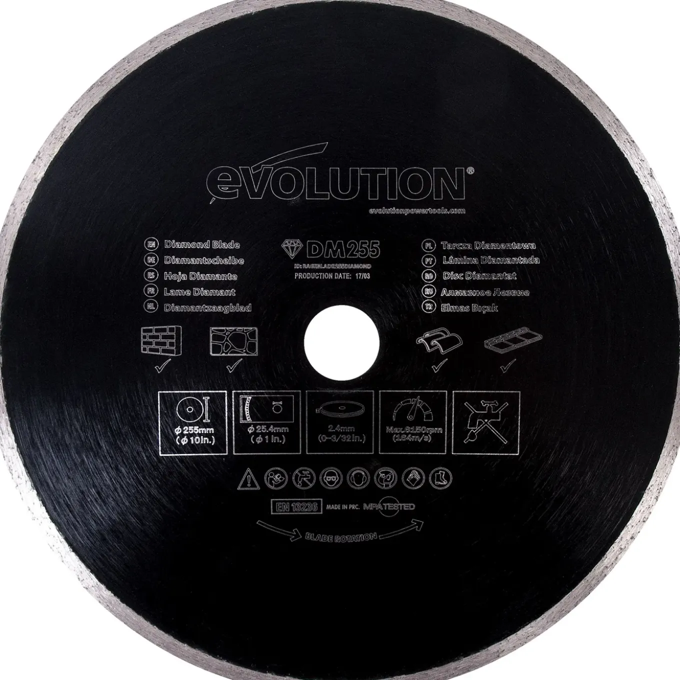 Evolution Cirkelzaagblad diamant - 255mm