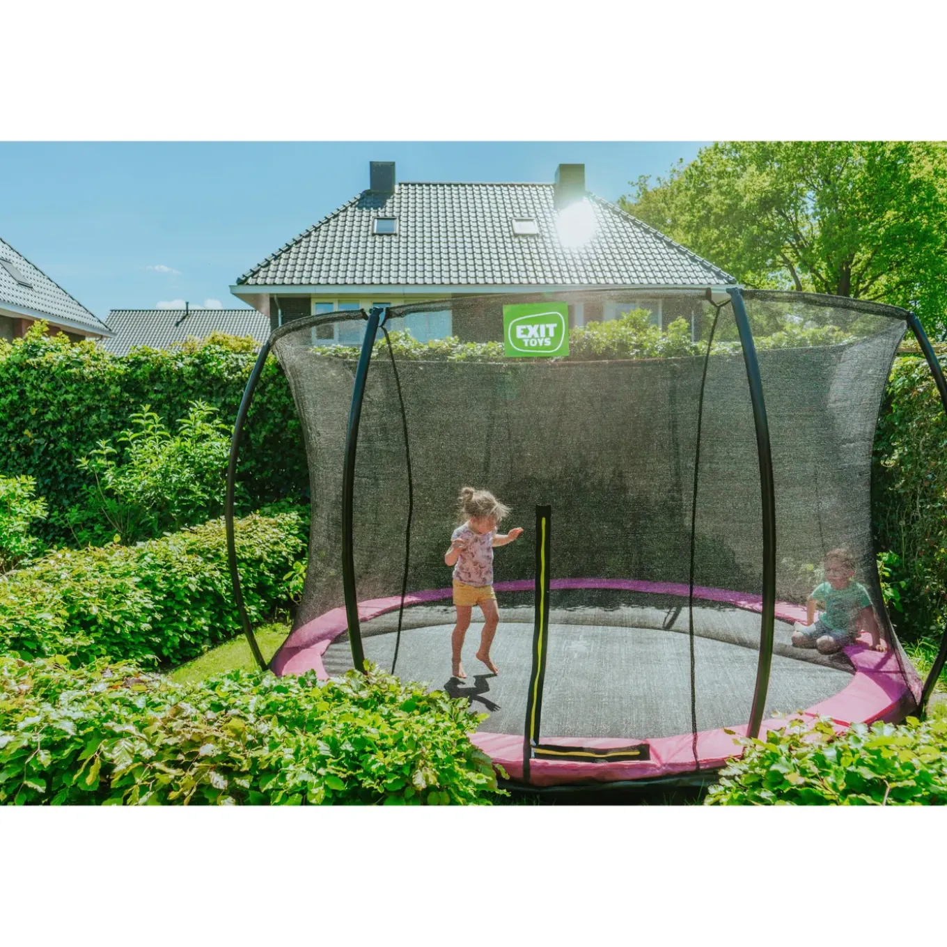 Exit Silhouette Inground Trampoline Ø427cm Met Veiligheidsnet - Roze