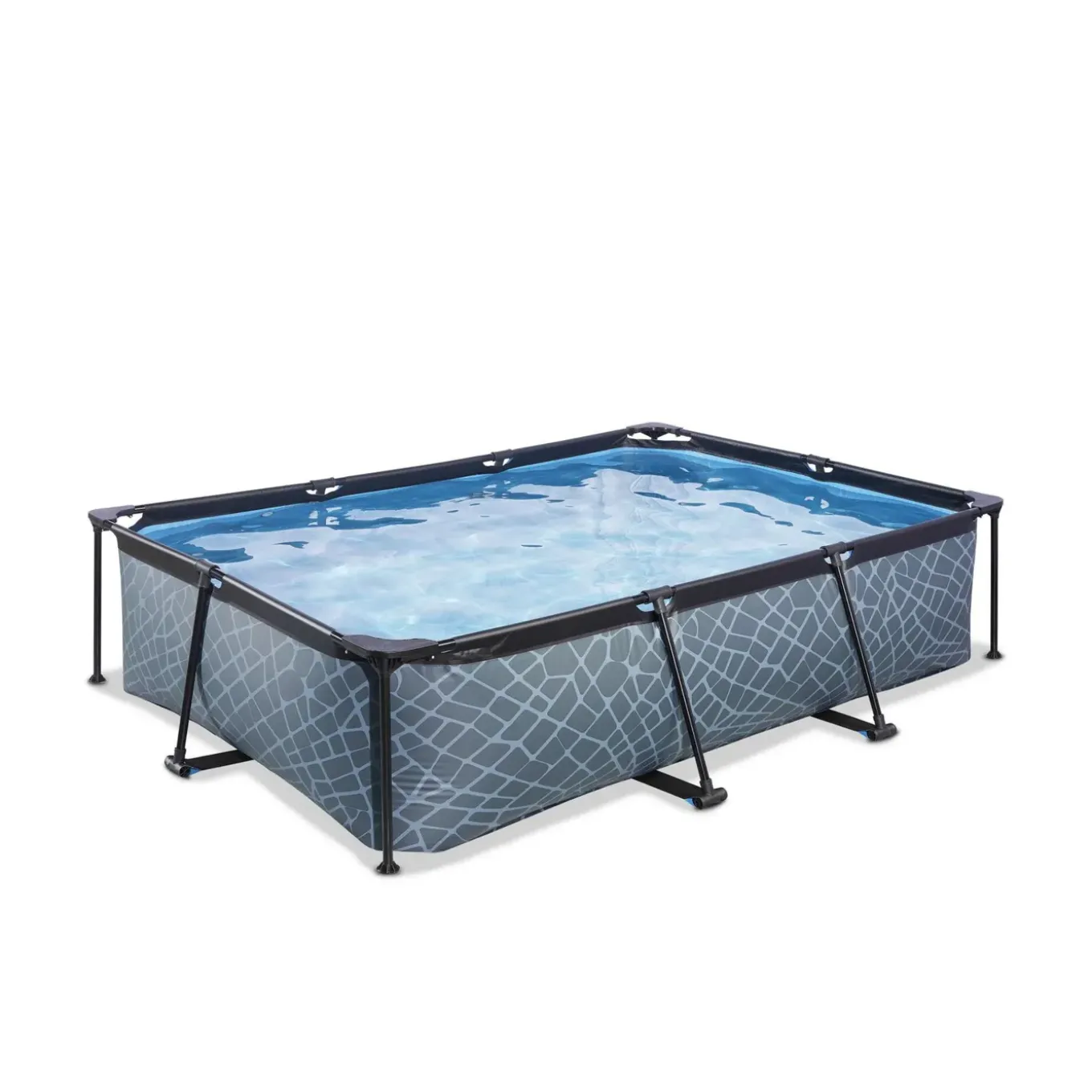 Exit Stone Frame Zwembad 300x200x65cm – Opzetzwembad – Met Filterpomp – Rechthoekig – Grijs