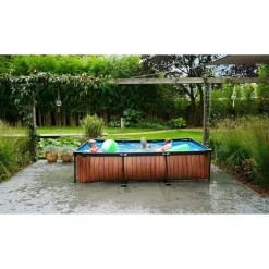 Exit Stone Frame Zwembad 300x200x65cm – Opzetzwembad – Met Filterpomp – Rechthoekig – Grijs